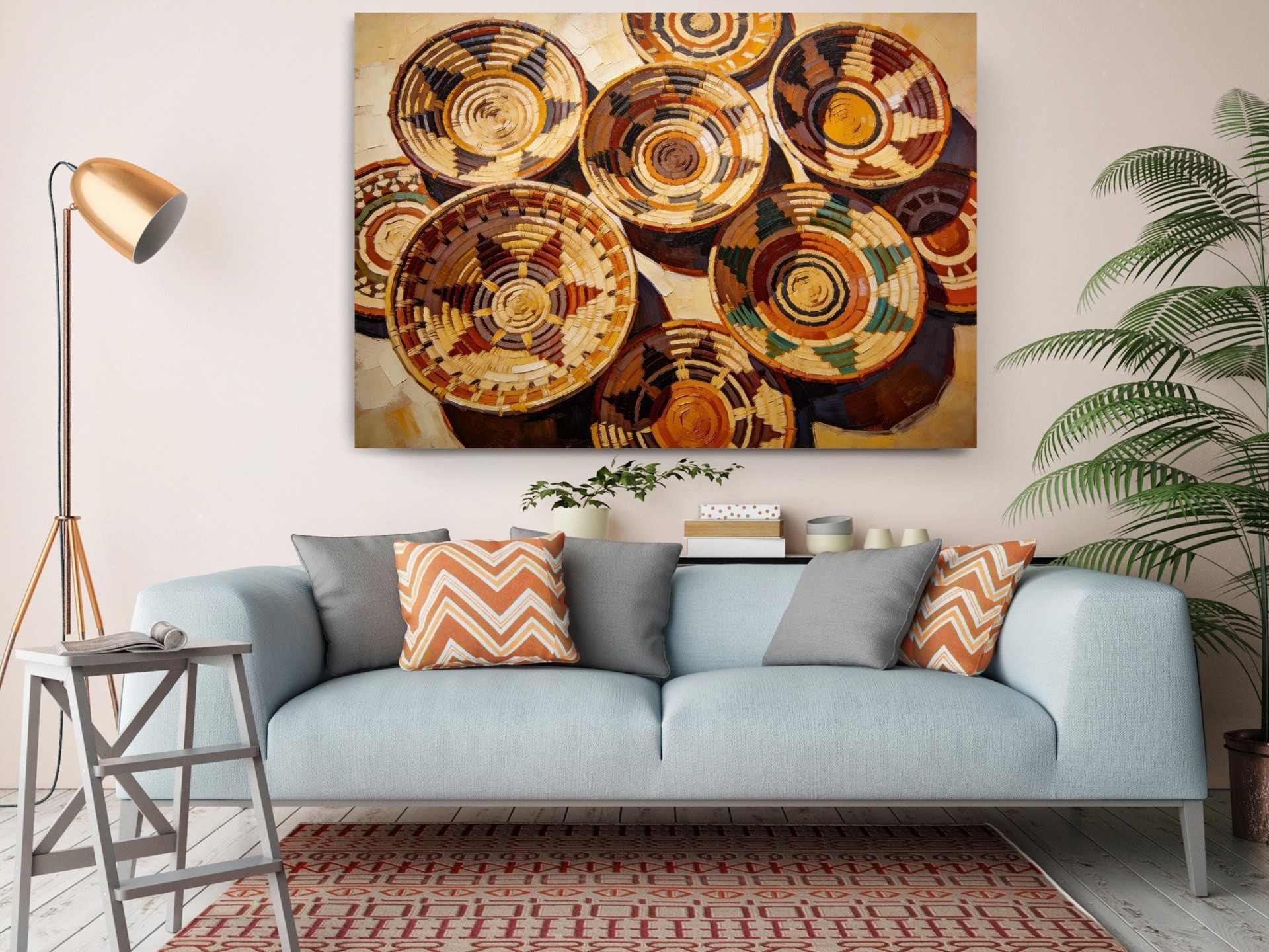 Woven Basket Pattern Canvas Wall Art