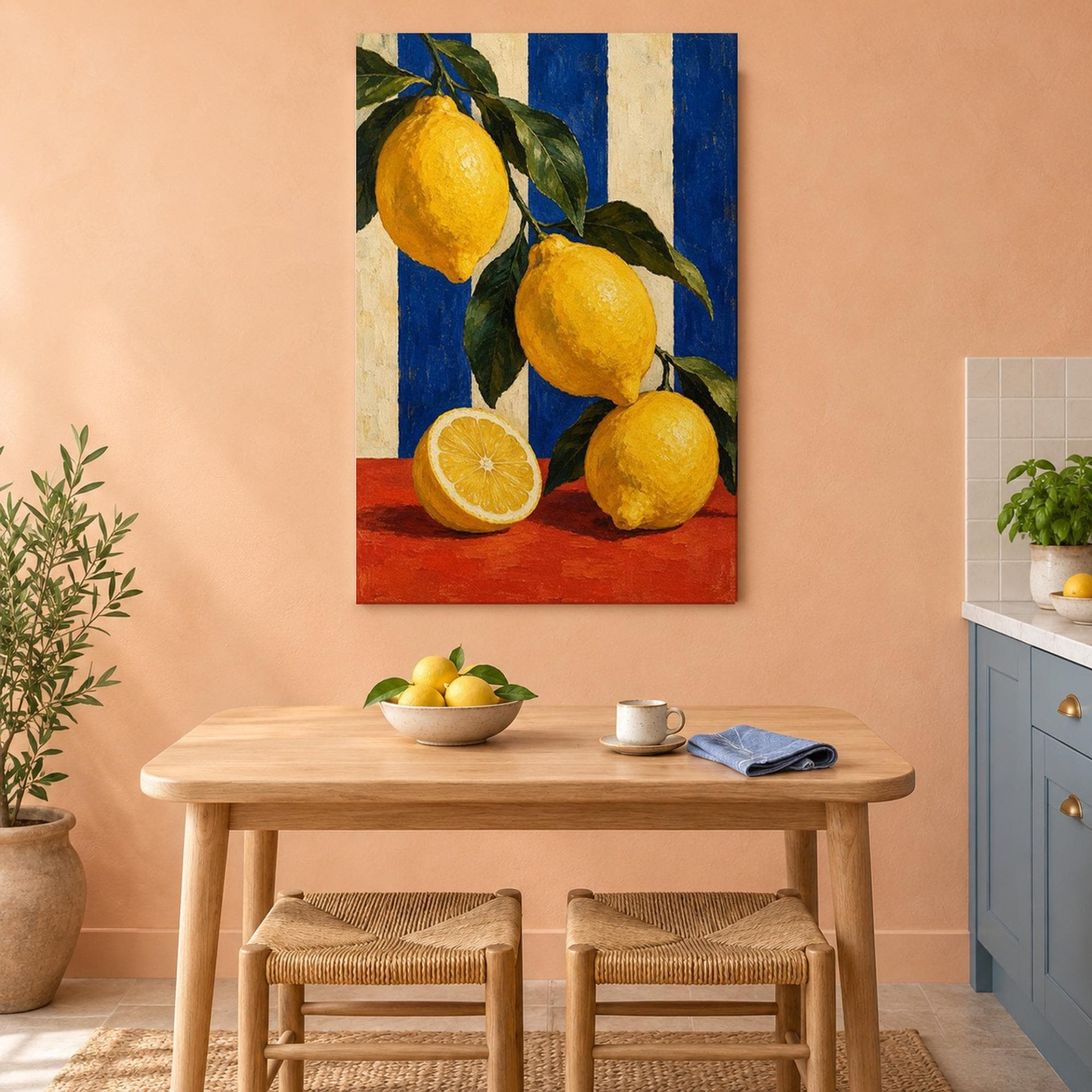 Yellow Lemons Kitchen Canvas Wall Art