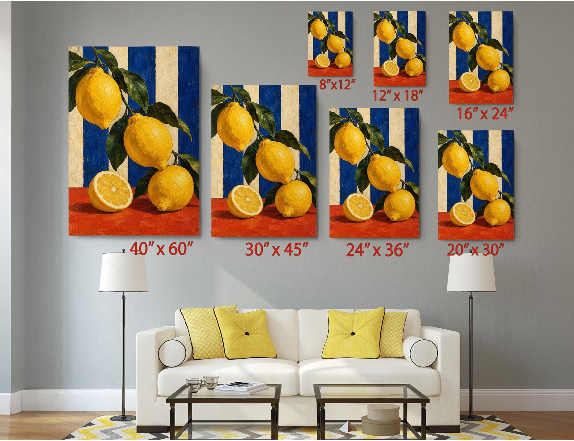 Yellow Lemons Kitchen Canvas Wall Art