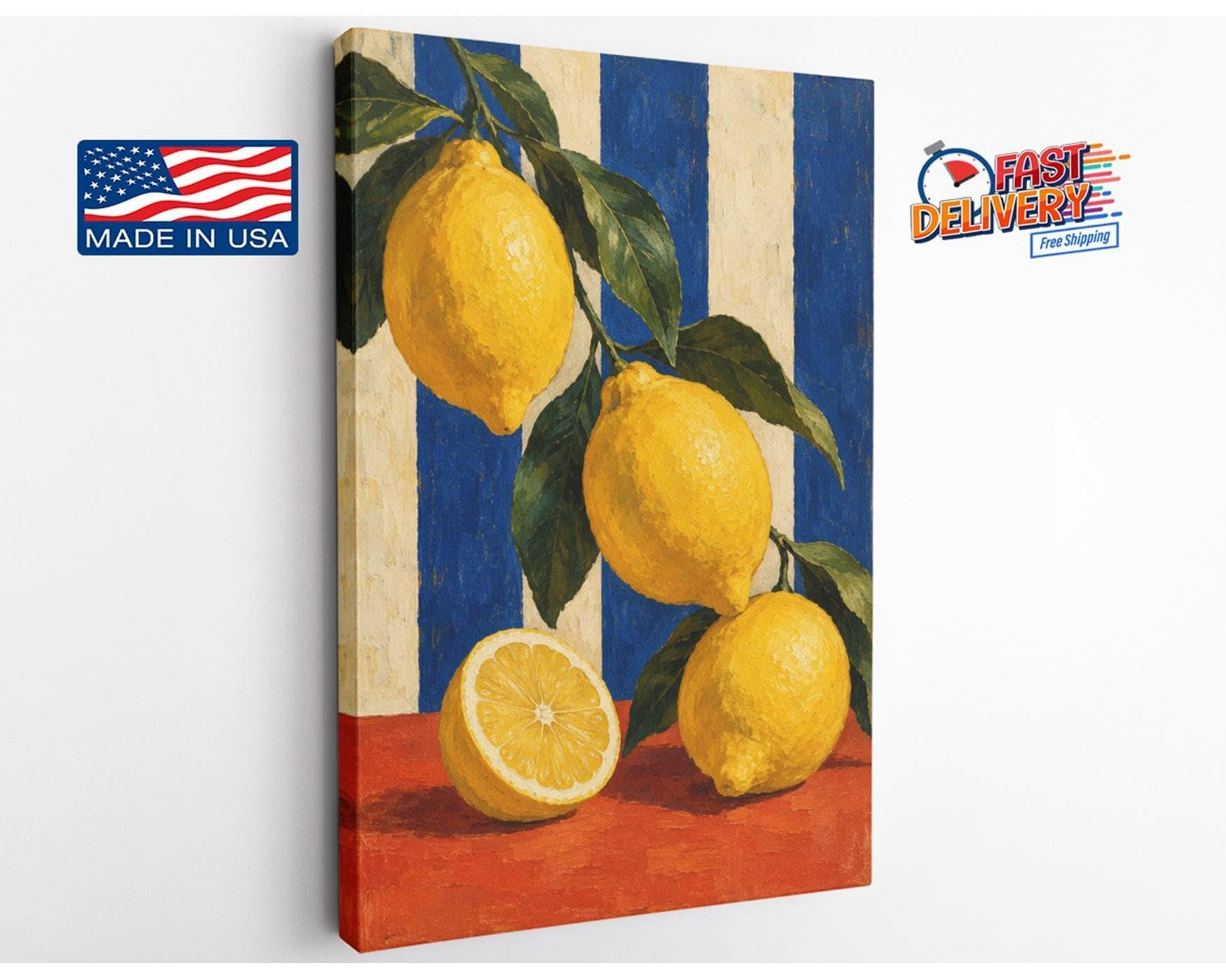 Yellow Lemons Kitchen Canvas Wall Art